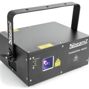152518_side1 BEAMZ Profesional - LASER RGB TTL PANDORA 1600 , funciona con modulacion de color TTL, lo que significa que puede crear 7 colores a plena intensidad. El laser puede controlarse por ILDA y DMX o de forma Autónoma o ritmo de la música.