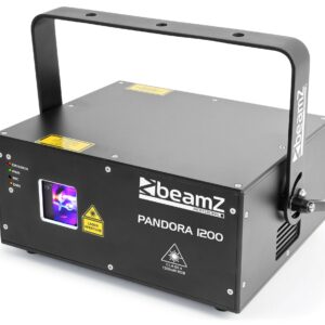 152521_side2_1 BEAMZ Profesional LASER RGB TTL PANDORA 1200 ,Modulación de color TTL, lo que significa que puede crear 7 colores a plena intensidad .El láser puede controlarse por ILDA y DMX o de forma Autónoma o ritmo de la música.