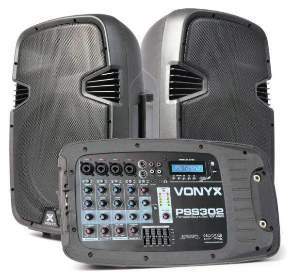 Vonyx audio  PSS302 - SET SISTEMA PORTÁTIL ACTIVO 10" SD/USB/MP3/BT CON TRÍPODE