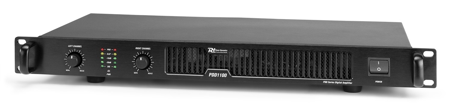 POWER DYNAMICS AUDIO PDD1100 - AMPLIFICADOR DIGITAL PA PRO etapa de potencia, 2 X 550W. a 4 Ohm, 2x 800W. a 2 Ohm, 2x350W. a 8 Ohm.