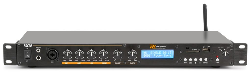Power Dynamics PDC75 - REPRODUCTOR GRABADOR MULTIMEDIA, reproducción disponible? Transmisión de BT, radio FM, tarjeta SD, USB, 1 Unidad de rack 19".