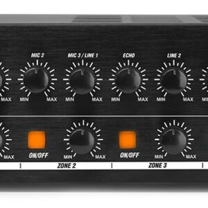 952068_front POWER DYNAMICS AUDIO PDV120MP3 - Amplificador línea 100V. mezclador multimedia, 120W. 4 ZONAS.