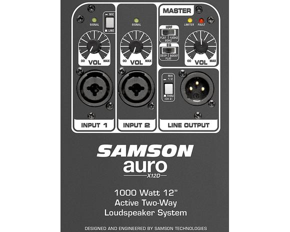 SAMSON AURO X12D - Caja activa de PA 12",compacta, amplificación Clase D. LF: 400W cont. HF: 100W cont (1000W pico). 1 x 12"" y 1 x 1.34"". EQ Contour y selector HPF. Volumen salida con indicador de pico. Tecnología DSP integrada. - Imagen 2