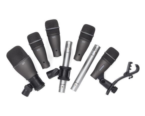 SAMSON DK707 - Micrófonos para instrumentos, Pack de micros para batería. Incluye 4x Q72 para caja/ toms, 2x C02 para ambiente y un Q71 para bombo. Capaz de trabajar a altos niveles SPL