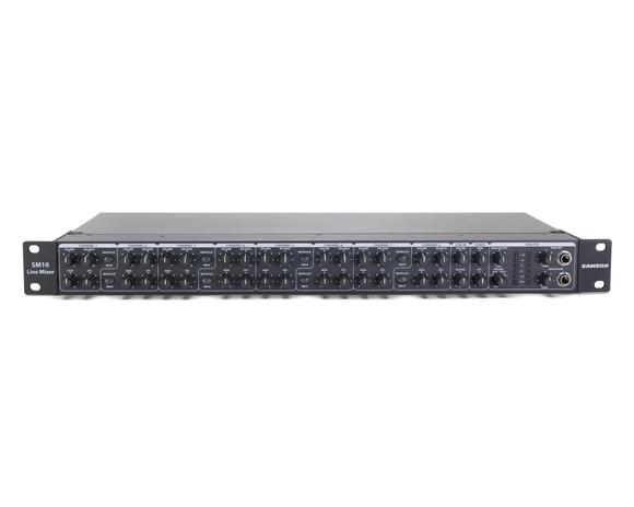 SAMSON SM10 - Mesa de mezclas analógica  formato rack para instalación de 10 inputs estéreo en Jack TRS balanceado, (las dos primeras pueden ser micro / línea), ajuste independiente de balance y señal