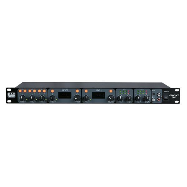 DAP COMPACT 9.2 PREMIUM -  Mesa de mezclas analógica compacta de 9 canales y 1U de rack 19", para instalaciones, 2 zonas.