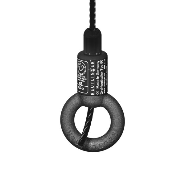 Adam Hall Accessories S 50 S V3 Soporte de cable de acero con anillo de acoplamiento para cuerdas de 4 - 5 mm, hasta 90 kg.
