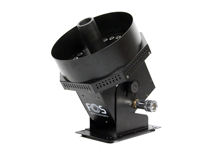 FOS CO2 LED DMX - LED CO2 Jet es un Cañón de CO2 con Leds, DMX CO2 Jet profesional de alta calidad. El ángulo de pulverización es ajustable de 0 ° a 90 °, 27 piezas de LED RGB de 5 W, el CO2 puede alcanzar los 7 m de altura cuando la presión del gas es suficiente, DMX-512, panel de control a bordo, control remoto inalámbrico
