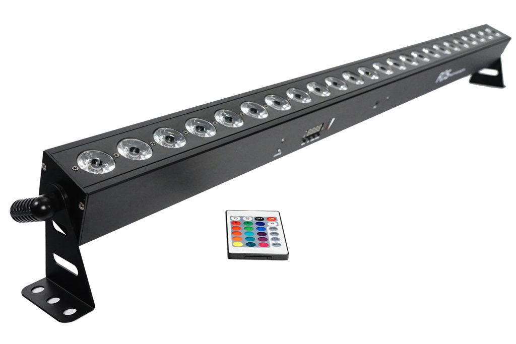 FOS LUMINUS BAR - Barra de leds que funciona con batería, led RGB 3 en 1 de 24x3 vatios, 25 grados, atenuador 0-100, control de píxeles, batería de iones de litio, 12 horas de funcionamiento en un solo color, 103 cm, entrada / salida powercon.