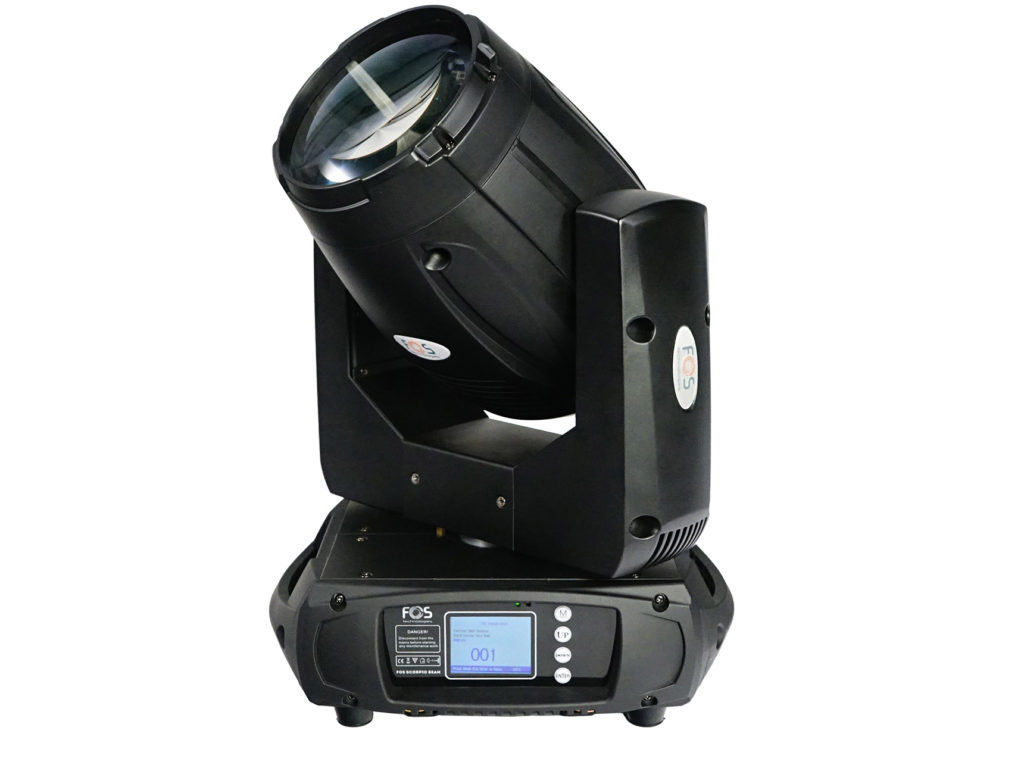 FOS SCORPIO BEAM - Cabeza móvil Beam con fuente de luz LED blanca de 200W y 7500K. Apertura de haz 2 °. Rueda de gobos con 14 gobos. Rueda de color de 12 colores. Pan/Tilt de 16 Bit. Prisma rotativo de 8 caras. 