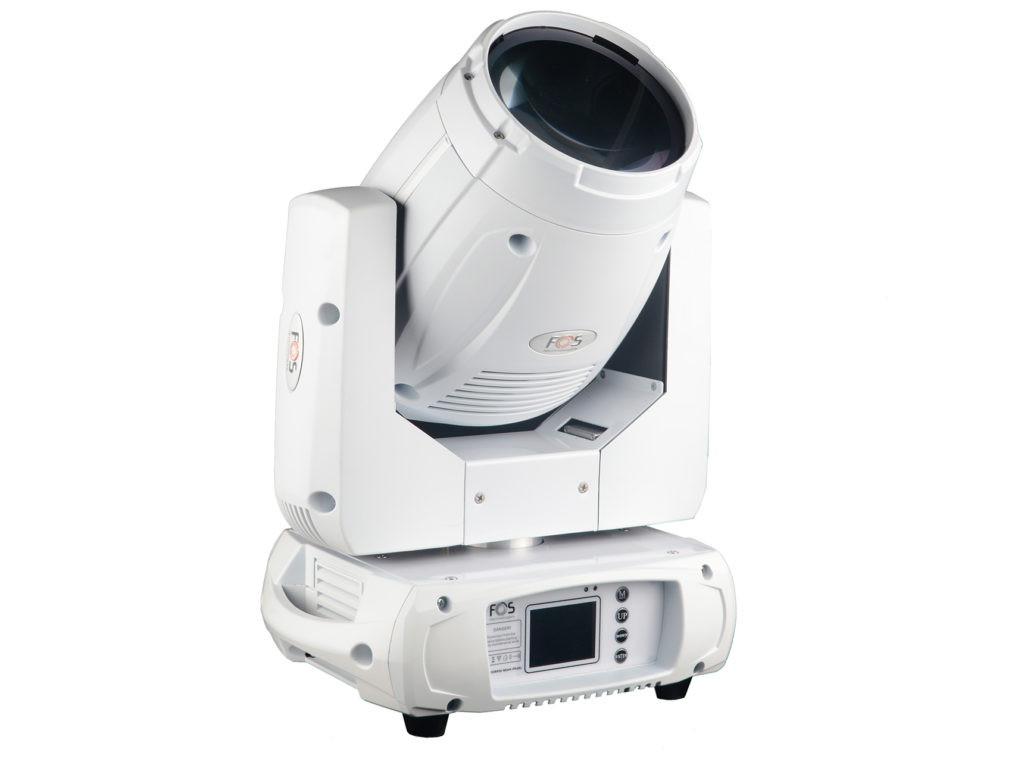 FOS SCORPIO BEAM PEARL - Cabeza móvil Beam con fuente de luz LED blanca de 200W y 7500K. Apertura de haz 2 °. Rueda de gobos con 14 gobos. Rueda de color de 12 colores. Pan/Tilt de 16 Bit. 