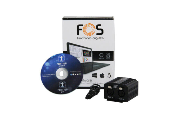 FORTIUS PRO 1024 - Interfaz de 1024 Dmx Channels, Pro DMX + LED Player + Studio DMX compatible, loop de 30 minutos de línea de tiempo de audio y video con Pro DMX, control remoto infrarrojo LED, botón NEXT, Pin-NEUTRIK XLR