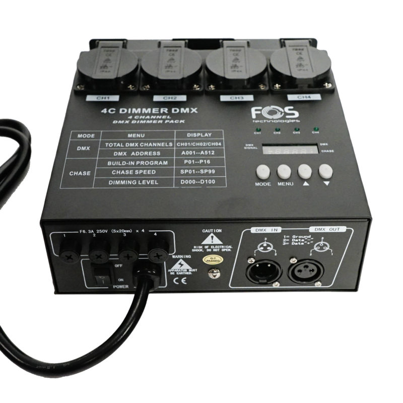 FOS 4CH DIMMER DMX Paquete de atenuación DMX de 4 canales, 6,3 A