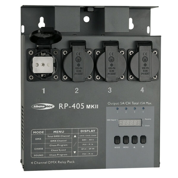 Showtec RP-405 MKII Relay Pack Conjunto de relés, ideal para conmutar sus efectos de iluminación LED
