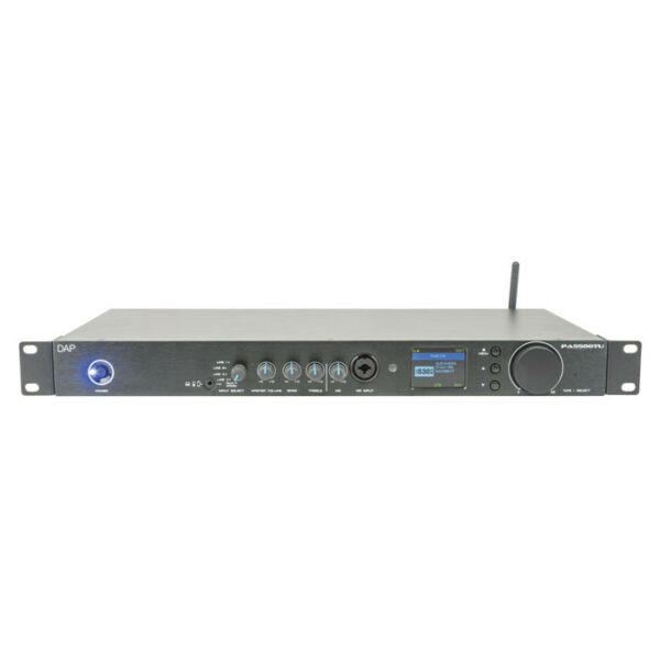 DAP Amplificador PA-5500TU 500 W 100 V con radio por Internet - Mezclador/amplificador 1U con radio Wi-Fi (DAB+) y sonido inalámbrico (conexión Bluetooth)