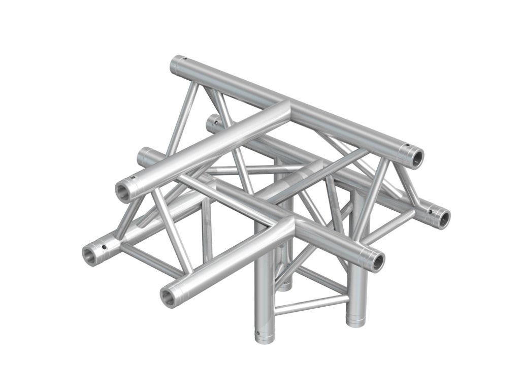 BeamZ Pro - P33-T43 - TRUSS 4-WAY T APEX UP. Truss triangular en aluminio. Main Tubes (Chords)	50 x 2mm. Dimensions (L x W x H)	500mm