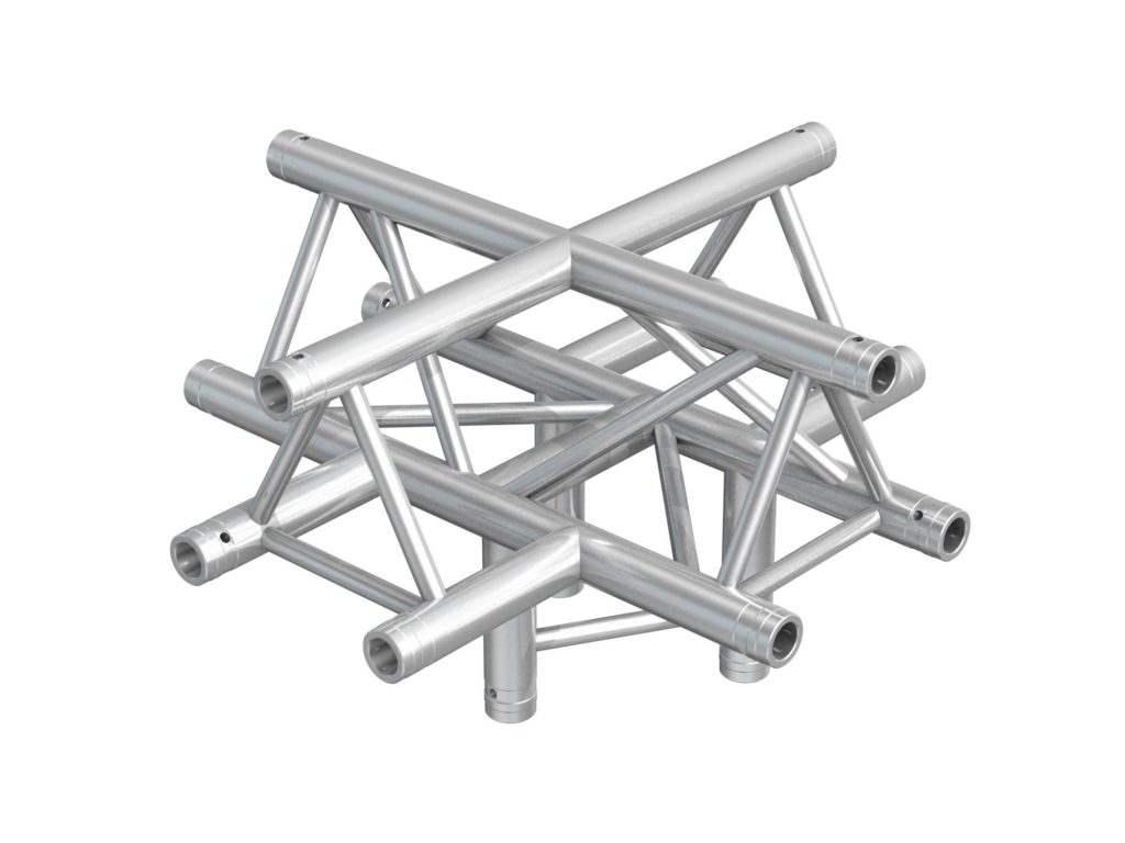 BreamZ Pro -  P33-T52 - TRUSS 5-WAY T APEX UP 0,71M. Truss triangular en aluminio. Dimensions (L x W x H) 710 x 710 x 500mm