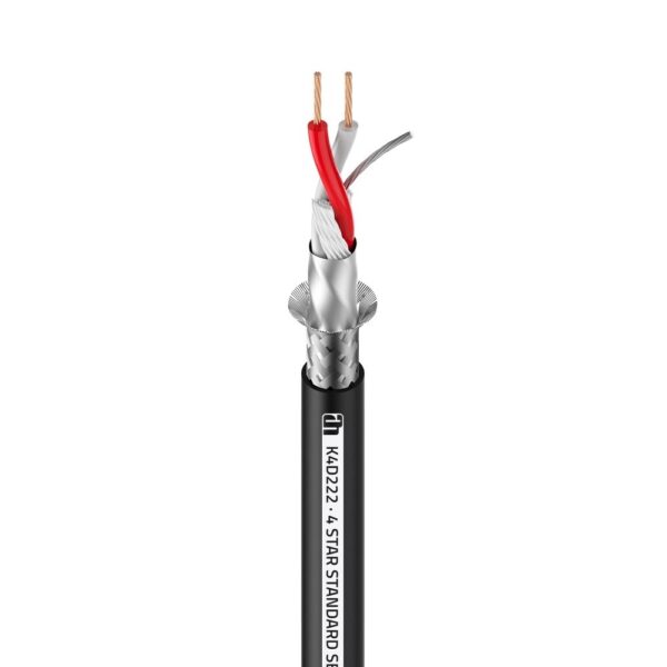 Adam Hall  Cables - 4 STAR D 222 - Cable DMX, AES/EBU 2 x 0,22 mm², Muy flexible, fácil de tamborilear Blindaje de trenza de cobre estañado de 64 x 0,10 mm con hilo de relleno y papel de aluminio Diámetro muy estrecho de sólo 5,8 mm