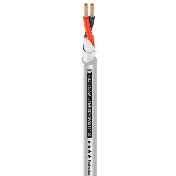 Adam Hall Cables - 4 STAR L 215 SNOW -  Cable de altavoz 2 x 1,5 mm², Gran flexibilidad, ideal también para su uso en bobinas de cable Los hilos de cobre con bajo contenido de oxígeno garantizan una mejor calidad de transmisión