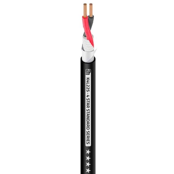 Adam Hall Cables -  4 STAR L 225 - Cable de altavoz 2 x 2,5 mm², Nuestro cable estándar para altavoces con 2 x 2,5 mm² de conductor interno Hilos de cobre de bajo oxígeno, para una muy buena calidad de transmisión