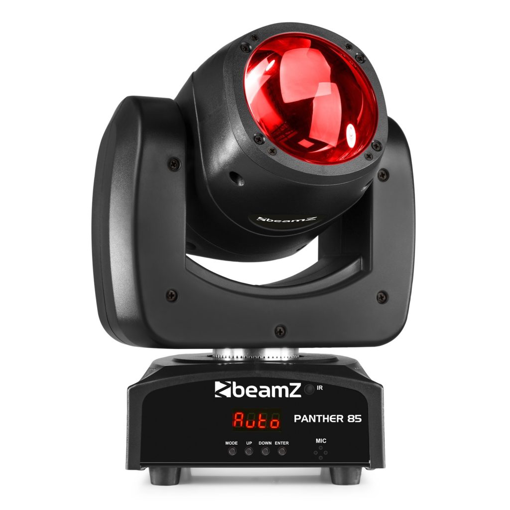 BeamZ - PANTHER 85 CABEZA MOVIL LED - LED Ultra-potente de 80W 4-en-1 Color: RGBW Shows Pre-programados Ritmo de la música con micrófono interno DMX (13ch) y autónomo Master/esclavo Control individual de cada color Velocidad ajustable de strobo 0-100% Dimmer