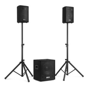 Vonyx - VX0812BT 2.1 CONJUNTO ALTAVOCES ACTIVOS 12” - Conjunto activo 2.1 12″ Subwoofer y dos satelites 8″ Reproductor Multimedia con MP3 Receptor BT para audio streaming Control de graves y agudos Ecualizador de doble banda para los satélites