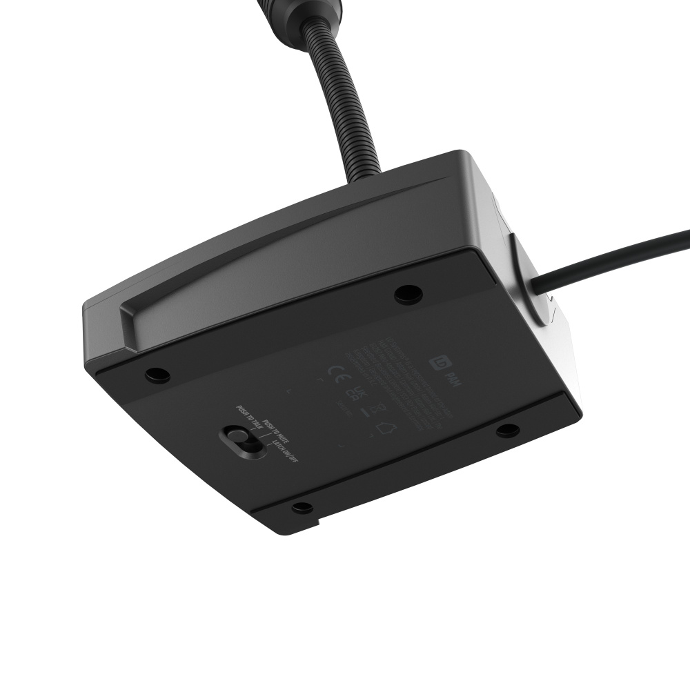 LD Systems - PAM - Micrófono de mesa con cuello de cisne, Micrófono de avisos para anuncios Combinación de base de micrófono de sobremesa y micrófono de cuello de cisne 3 modos de funcionamiento: Pulsar para hablar, pulsar para silenciar, encender/apagar - Imagen 7