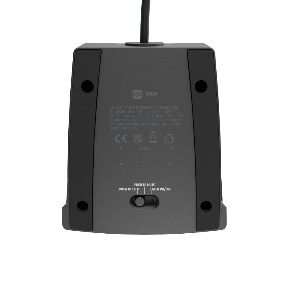 LD Systems - PAM - Micrófono de mesa con cuello de cisne, Micrófono de avisos para anuncios Combinación de base de micrófono de sobremesa y micrófono de cuello de cisne 3 modos de funcionamiento: Pulsar para hablar, pulsar para silenciar, encender/apagar - Imagen 5