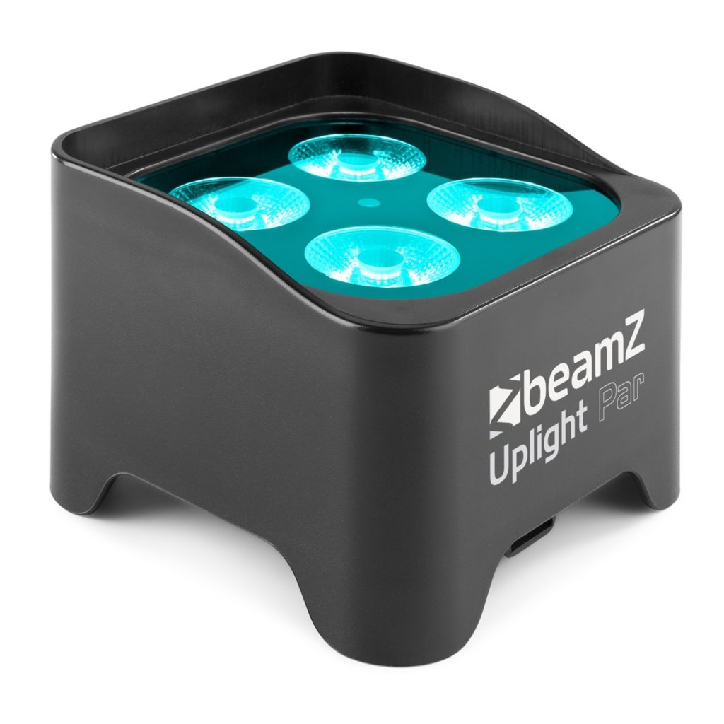 BeamZ - BBP90 - FOCO UPLIGHT A BATERÍA 4X 4W, LEDs de alta eficiencia RGB-UV , Hasta 20 horas de operativa (dependiente de la intensidad) Recarga rápida en solo 3 horas DMX y autónomo