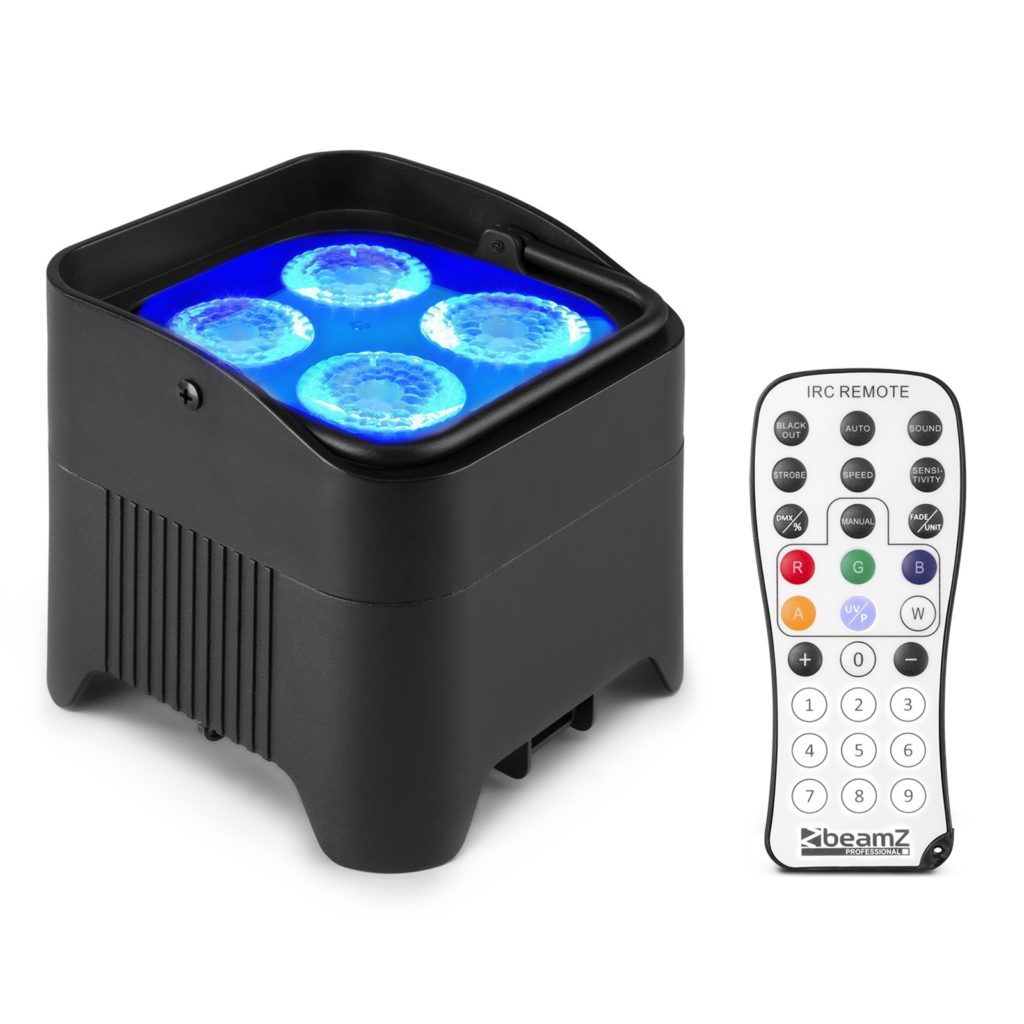 BeamZ - BBP94W - FOCO PAR CON BATERIA 4X 12W WDMX, RGBAW-UV, Receptor DMX inalambrico integrado, Hasta 9 horas de trabajo (dependiendo de la intensidad) Recarga rapida en solo 3 horas
