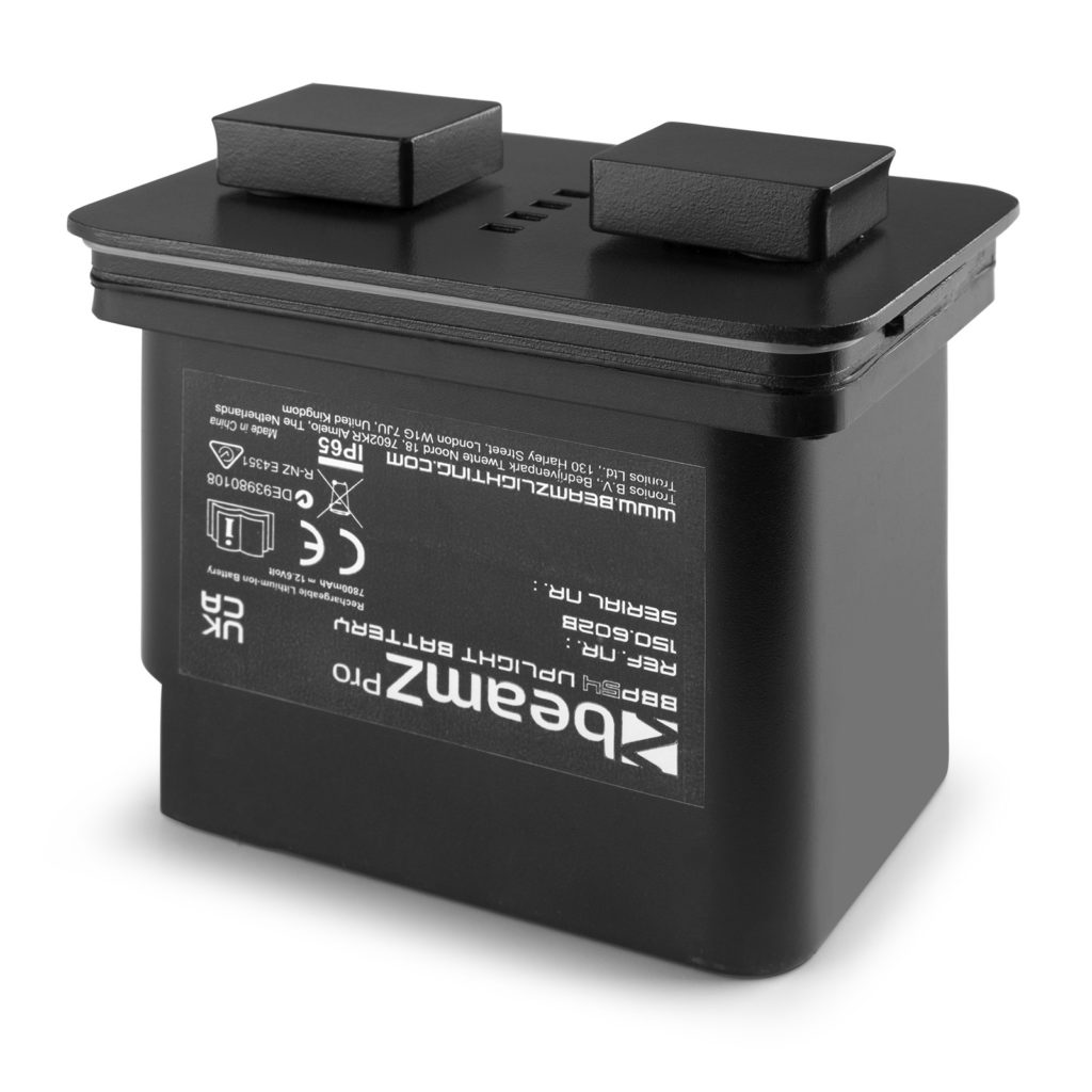 BeamZ Pro - BBP54B -  BATERÍA DE RECAMBIO, Para usar con BBP54 (150.602), Hasta 15 horas de autonomía (dependiendo de la intensidad) Tiempo de recarga: 3 horas Potencia: 12.6V – 7.8Ah IP65