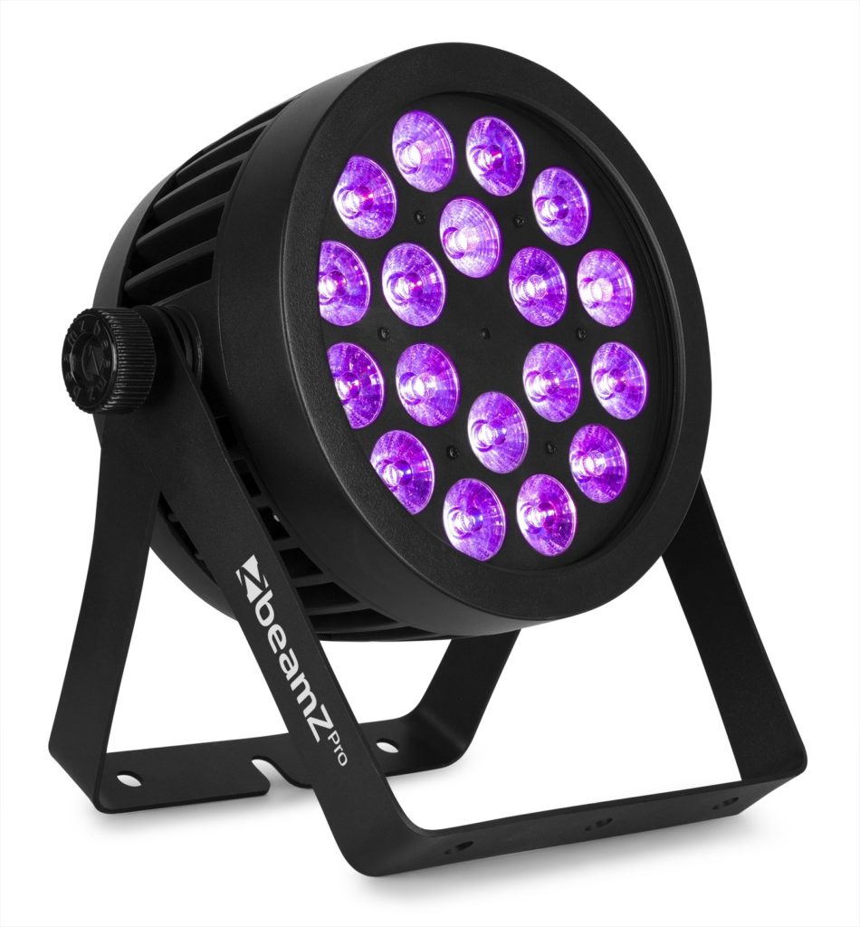 BeamZ Pro - BWA536 - FOCO PAR ALUMINIO IP65 LED 18X 12W 4-EN-1, Mezcla de color RGBW 25x preset de colores Temperatura color 2700, 3200, 4300, 5600, 6500, 8000K 9x Shows pre-programados con ajuste de velocidad Dimmer electronico: 0 - 100%