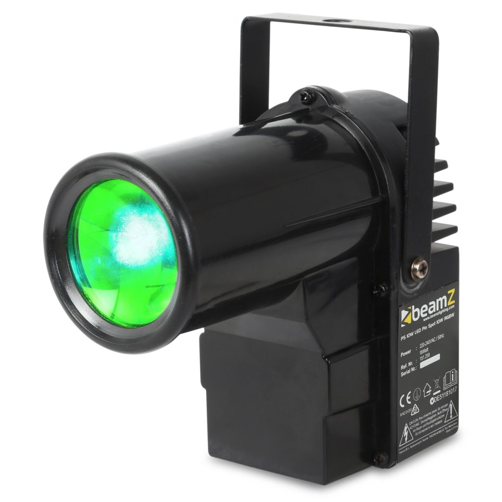 BeamZ - PS10W - FOCO PIN LED 10W RGBW DMX, LED 10W 4-en-1 Mezcla de color RGBW DMX y Autonomo 4 o 7 canales DMX