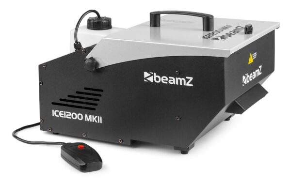 BeamZ -  ICE1200 MKII - MAQUINA DE HUMO BAJO, Funciona con líquido de humo estándar y cubitos de hielo