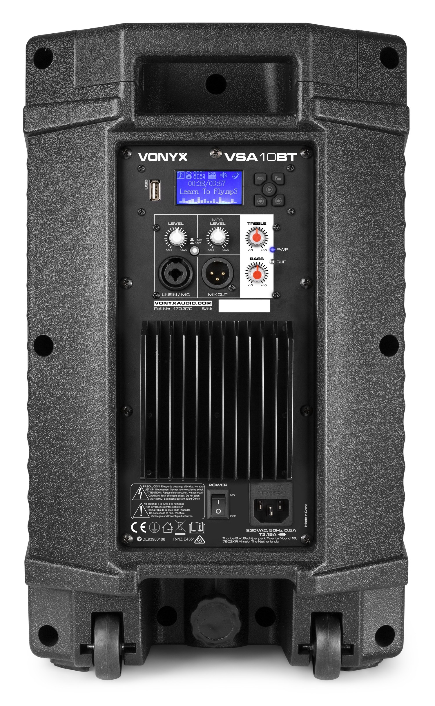 Vonyx – VSA10BT – ALTAVOCES ACTIVOS BI-AMPLIFICADOS 10″ 500W BT/MP3, Output  power: Max 500W Output power 250W Frequency response 60Hz – 18.000Hz  Diameter tweeter 1″ Tweeter type ,High Compression Driver Diameter woofer  10″ – dBS