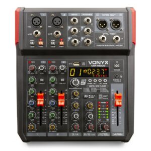 Vonyx -  VM-KG06 - MEZCLADOR PARA MÚSICA 6 CANALES BT/DSP/USB GRABACIÓN