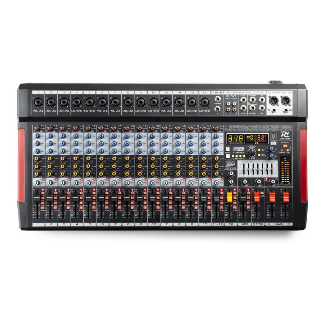 Power Dynamics - PDM-T1604 - MEZCLADOR DE DIRECTO 16 CANALES DSP/MP3, Receptor BT para audio streaming Alimentación phantom +48V Ecualizador grafico de 7 bandas 380 efectos DSP con 4 memorias Grabación y reproducción USB a PC (USB interface)