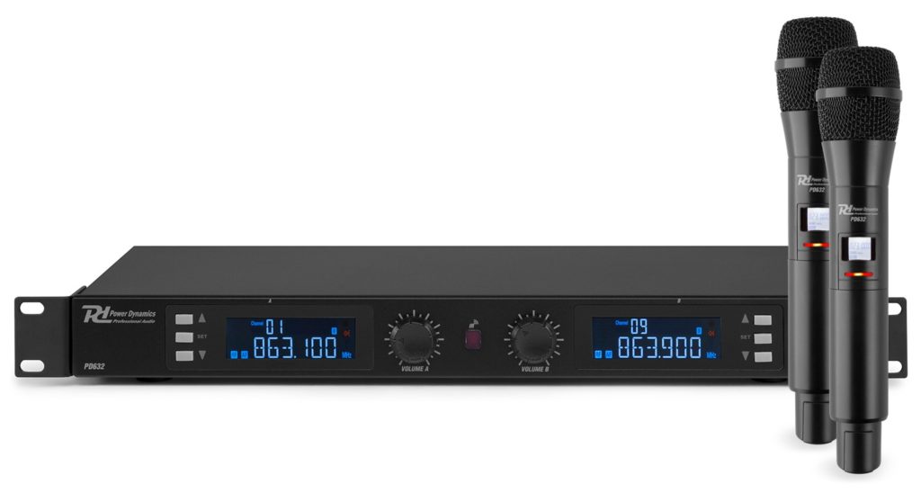 Power Dynamics - PD632H - 2X 20 CANALES DIGITAL UHF MICRO INALAMBRICO CON 2 MICROS,