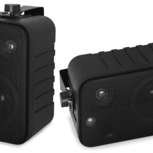 Power Dynamics -  BV40B - JUEGO DE ALTAVOCES DE AMBIENTE NEGRO 4 "100V, Diseño de altavoz de 3 vías con bass reflex, Entrada: 100V o 8Ω, Output power: RMS 10W