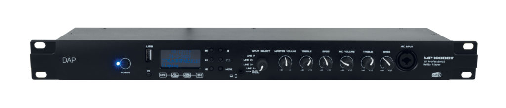 DAP - MP-100DBT con DA B+ - Reproductor de medios profesional. Reproductor de medios 1U con DAB+, radio FM, reproductor de USB/MP3 y Bluetooth