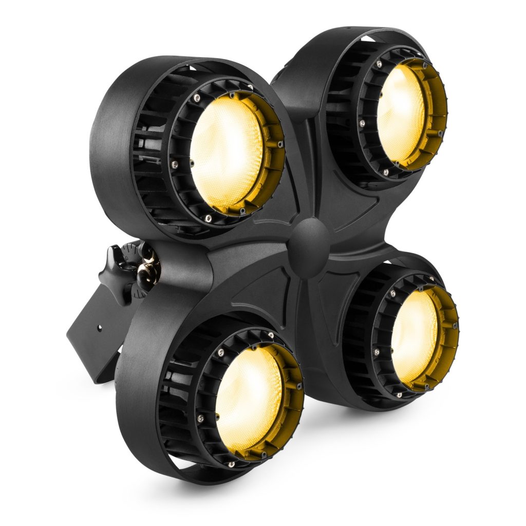 BeamZ Profesional - SB420IP- CEGADORA ESCENARIO IP65 WW/AMBAR, 4 LED COB de 85 W de luz blanca cálida 4 LED COB ámbar de 20 W Modo tungsteno Exterior resistente de aluminio