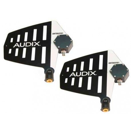 AUDIX - ANTDA4161 -  Pareja de antenas direccionales tipo pala activas de banda ancha para una mejor recepción (522-865 MHz). Sepuede usar con un cable coaxial estándar con conectores BNC. Las características incluyen 15dB de ganancia amplificada para compensar la pérdida de señal a distancia.