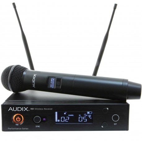 AUDIX - AP61 OM2 - Sistema inalámbrico profesional Diversity con micrófono transmisor de mano equipado con cápsula Audix OM2.