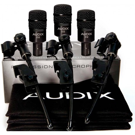 AUDIX - D2 TRIO -  Para sonorizar  Toms de batería, congas, Goliath Amplificadores de guitarra y bajo Saxofón, instrumentos de viento metal como trombón, tuba, bombardino