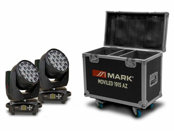 MARK - 2 x MOVILIGHT 480 ZOOM + FLIGHTCASE - Pack 2x Cabezas Móviles 12x40W LEDs RGBW. Zoom 2.8º-55º. 11/17/18/58 canales DMX + Flightcase