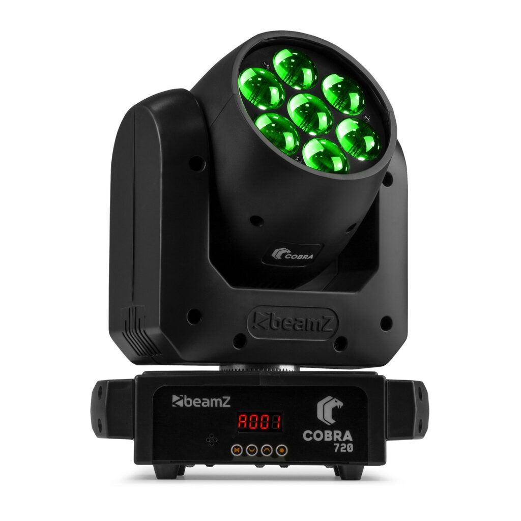 beamZ - COBRA 720 LED - CABEZA MÓVIL WASH CON ZOOM. 7x 20W LEDs RGBW de alta intensidad Zoom lineal electrónico
