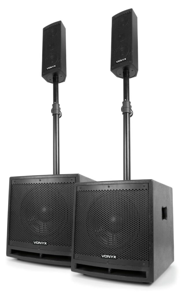 VONYX -  VX1000BT -  SISTEMA ACTIVO 2.2 Sistema de sonido completo 1000W Plug & Play Subwoofer 2x 10" (activo y pasivo) Tops 2x doble 2x 4,5" un tweeter y otro de medios. BT, SD, MP3, USB