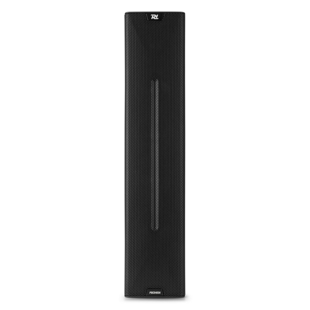 Power Dynamics - PDCS403A - COLUMNA ACÚSTICA ACTIVA NEGRA. Columna compacta vertical activa 4x 3” para graves y tweeter de 1x 1” Neodimio Amplificador integrado Filtro pasa altos de 100Hz/150Hz Sonido de calidad Hi Fi Gran ángulo de dispersión. 130 W. RMS , Clase D