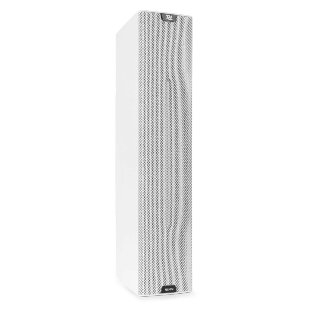 Power Dynamics - PDCS403A - COLUMNA ACÚSTICA ACTIVA BLANCA. Columna compacta vertical activa 4x 3” para graves y tweeter de 1x 1” Neodimio Amplificador integrado Filtro pasa altos de 100Hz/150Hz Sonido de calidad Hi Fi Gran ángulo de dispersión. 130 W. RMS , Clase D