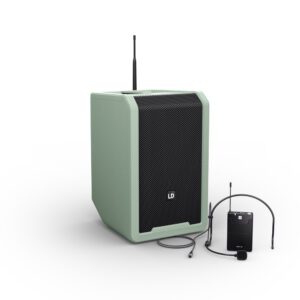 LDANNY8BPHB6GN_1 LD Systems - ANNY® 8 BPH B6 GN - Altavoz de PA portátil a batería con Bluetooth®, mezclador y un micrófono de diadema (petaca incluida), color Adventure Green